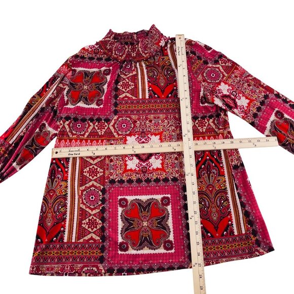 Susan Graver Womens XL Patchwork Print Long Sleeve Top - Picture 3 of 6